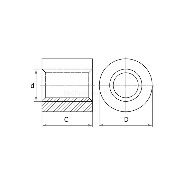 Гайка трапецеидальная (бронза) d=30 мм, шаг резьбы 6 мм (прав. резьба), LRM 30-6-D TECHNIX